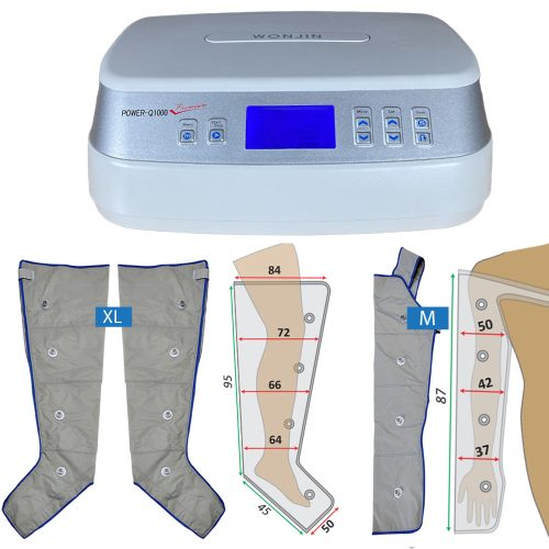 Power Q-1000 Premium lymfedrainage-apparaat set - XL paar beenmanchetten en M armband