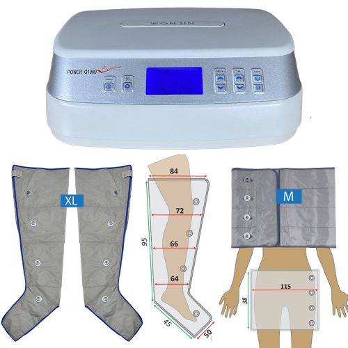 Power Q-1000 Premium lymfmassageapparaat set - XL beenpaar en M taillemanchetten